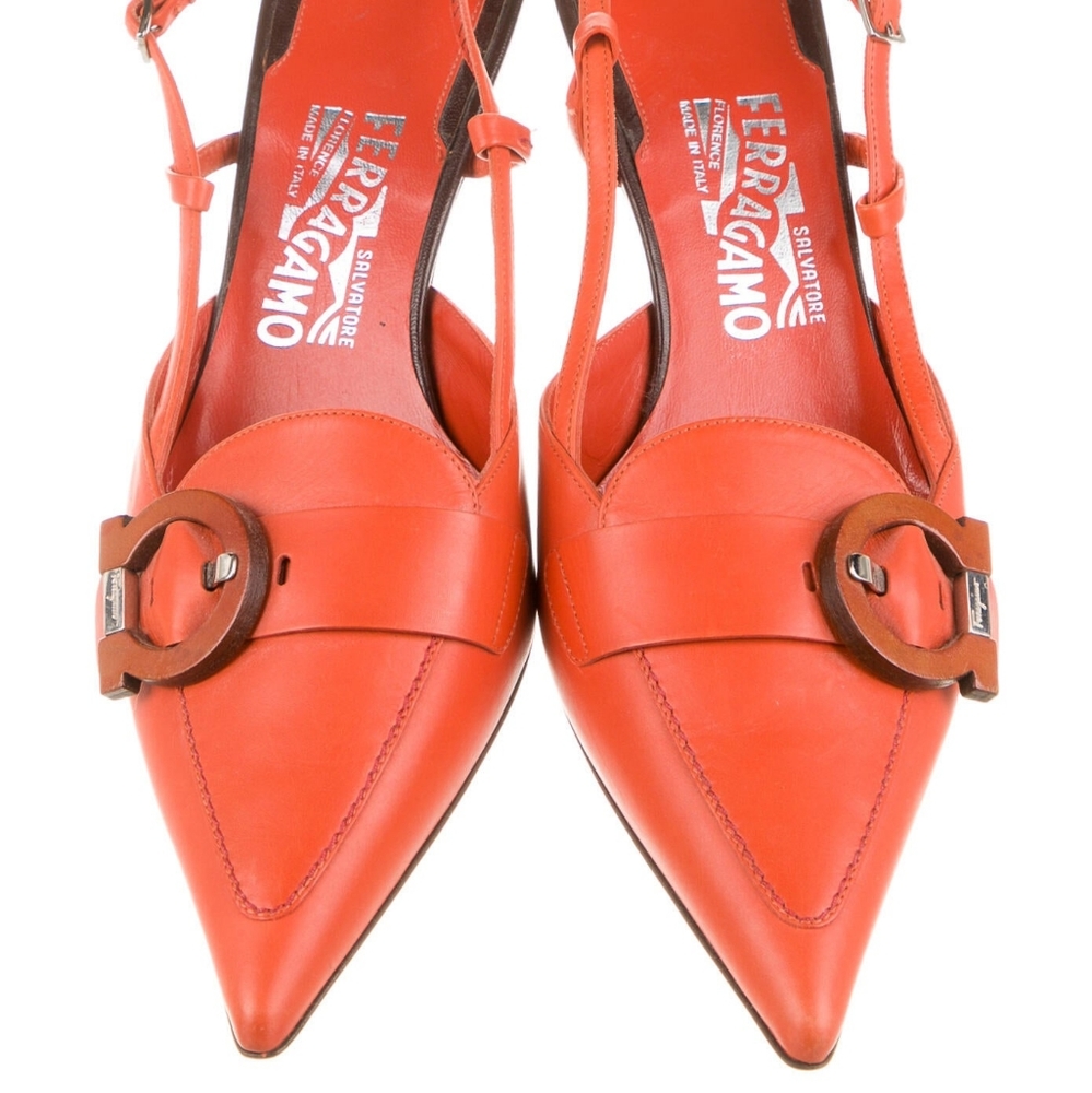 Salvatore Ferragamo leather slingback pumps 9